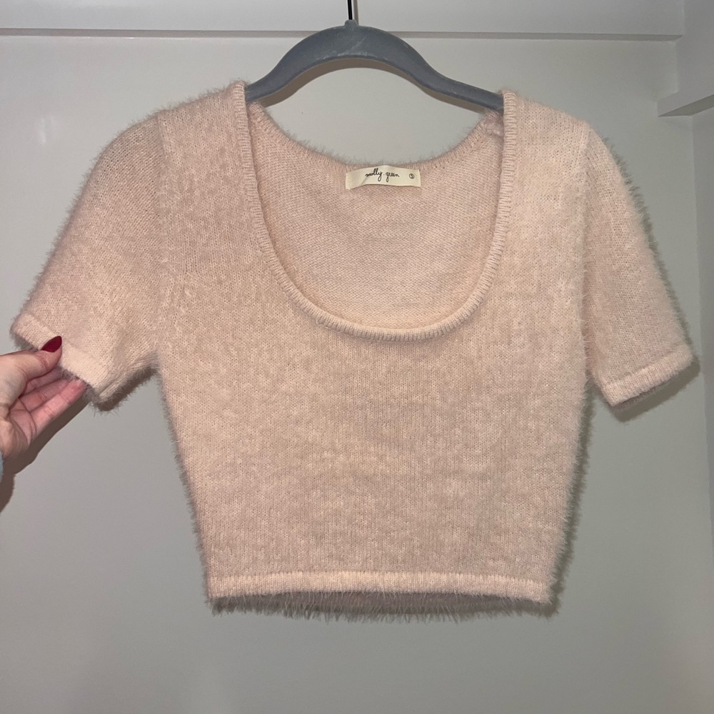 Molly Green, pink cropped sweater